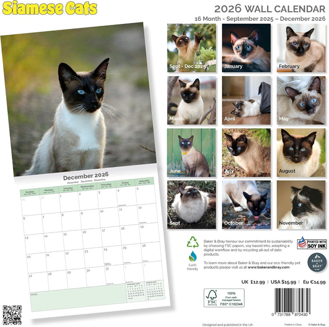 Baker & Bray Siamees Kalender 2026