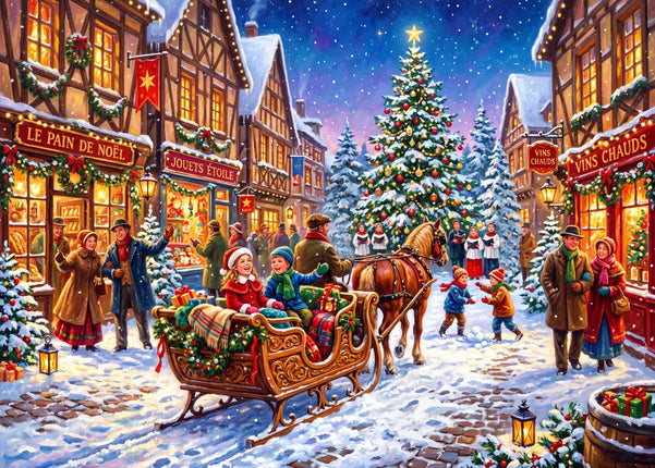 bluebird Christmas in the Village Centre Puzzel 500 Stukjes