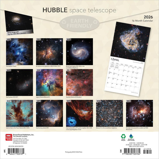 Browntrout Hubble Space Telescope Kalender 2026