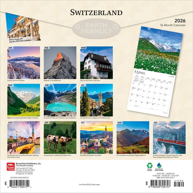 Browntrout Zwitserland / Switzerland Kalender 2026
