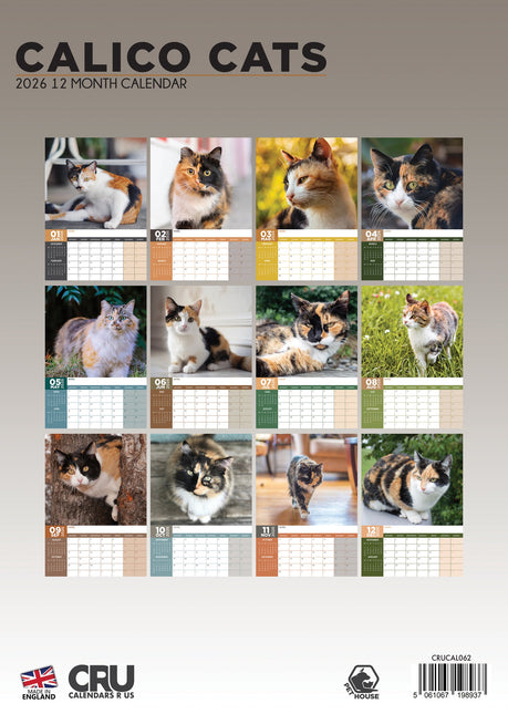 CalendarsRUs Calico Katten A3 Kalender 2026
