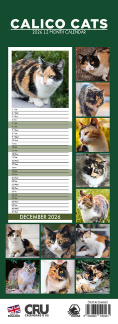 CalendarsRUs Calico Katten Slimline Kalender 2026