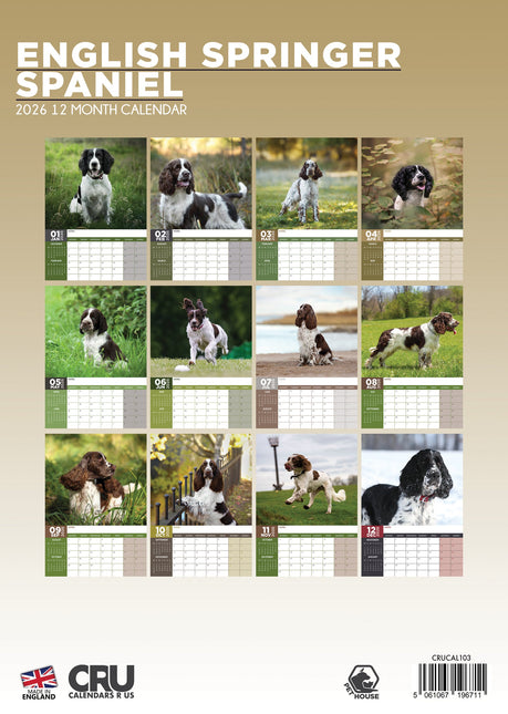 CalendarsRUs Engelse Springer Spaniel A3 Kalender 2026