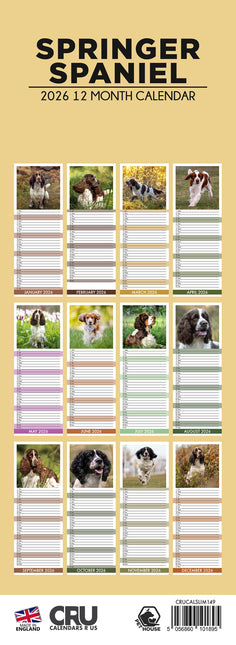 CalendarsRUs Engelse Springer Spaniel Slimline Kalender 2026