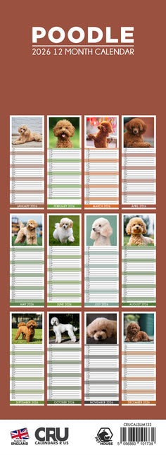 CalendarsRUs Poedel Slimline Kalender 2026