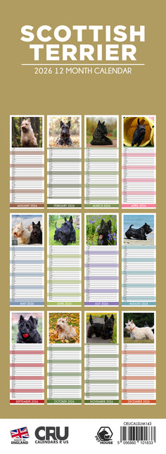 CalendarsRUs Schotse Terrier Slimline Kalender 2026