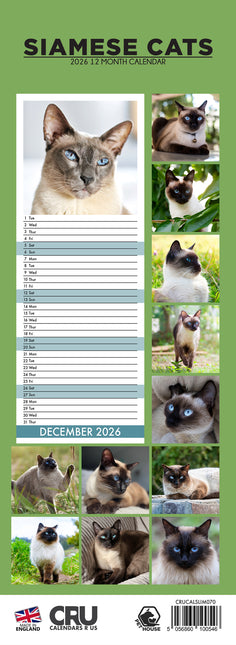 CalendarsRUs Siamees Slimline Kalender 2026