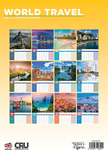 CalendarsRUs World Travel A3 Kalender 2026
