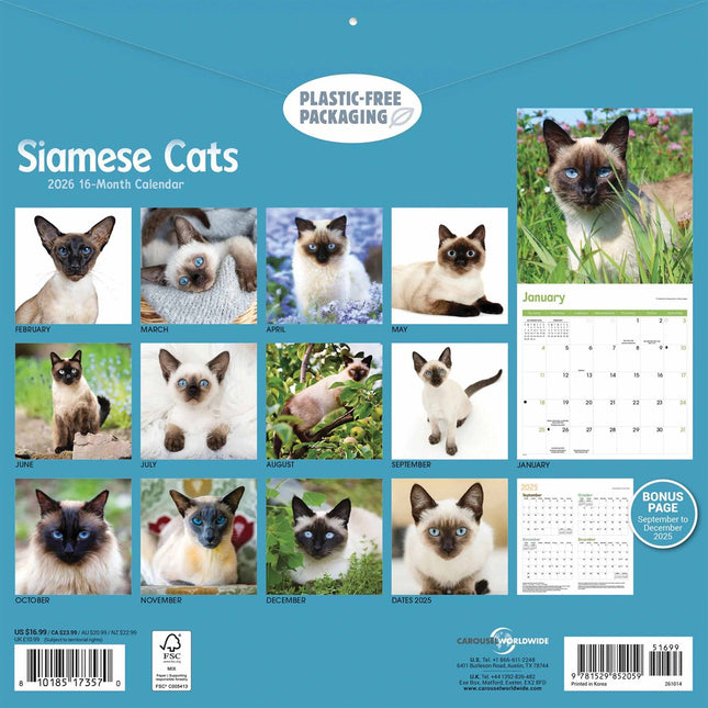 CarouselCalendars Siamees Kalender 2026