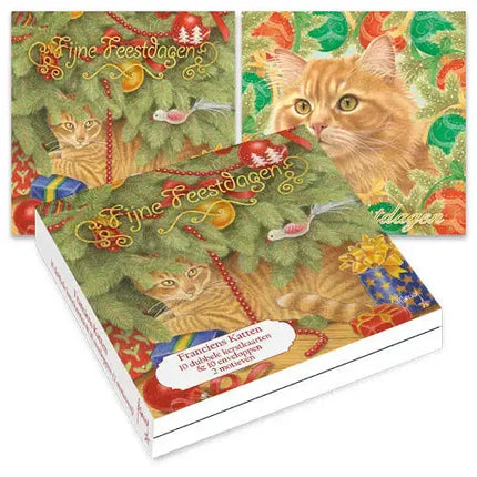 Comello Franciens Katten Kerstkaarten - Onder de boom - Kerstballen