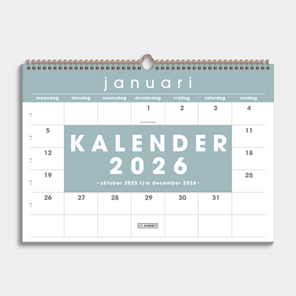 De Hobbit A3 Maandkalender 2026 Grijs Groen