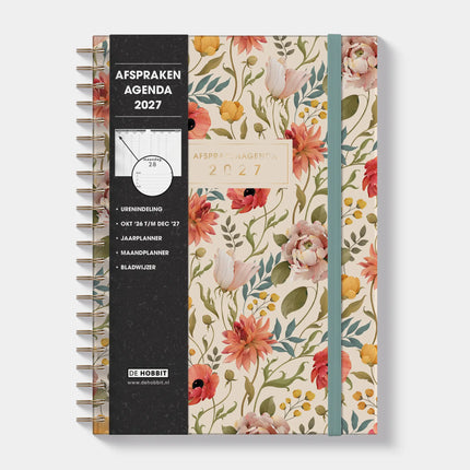 De Hobbit A4 Afsprakenagenda 2027 Vintage Bloemen