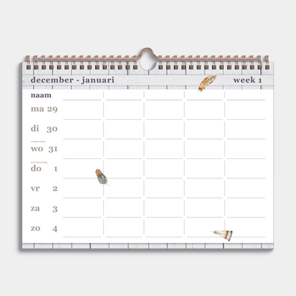 De Hobbit A4 Spiraal Familieplanner 2026 Veren