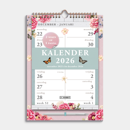 De Hobbit A4 Spiraalkalender 2-weeks 2026 Brocante