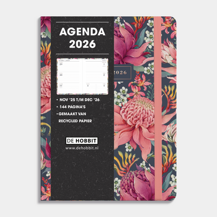 De Hobbit A5 Agenda 2026 Tropische Bloemen