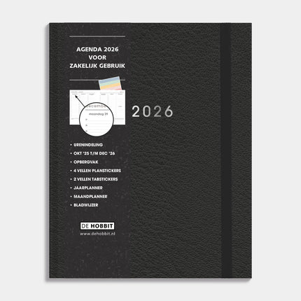De Hobbit A5 Zakenagenda 2026 Zwart Luxe