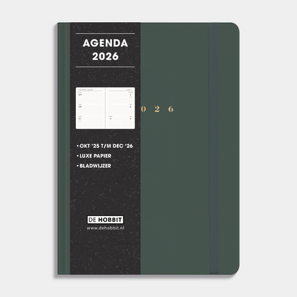De Hobbit Luxe A5 Agenda 2026 Donkergroen