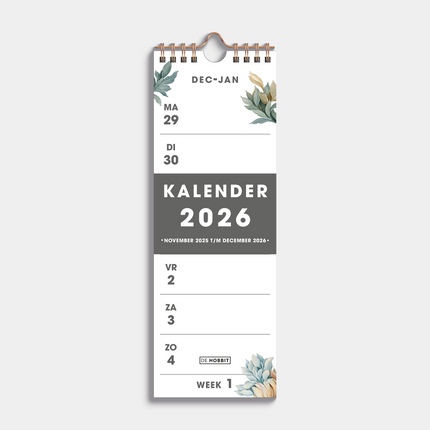 De Hobbit Weekkalender Smal 2026 Vintage Bloemen