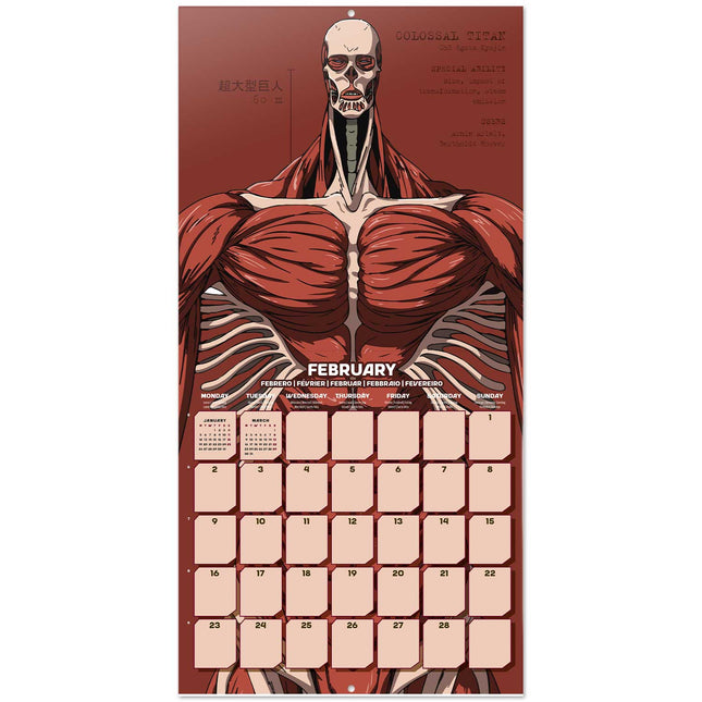 Grupo Attack on Titan Kalender 2026