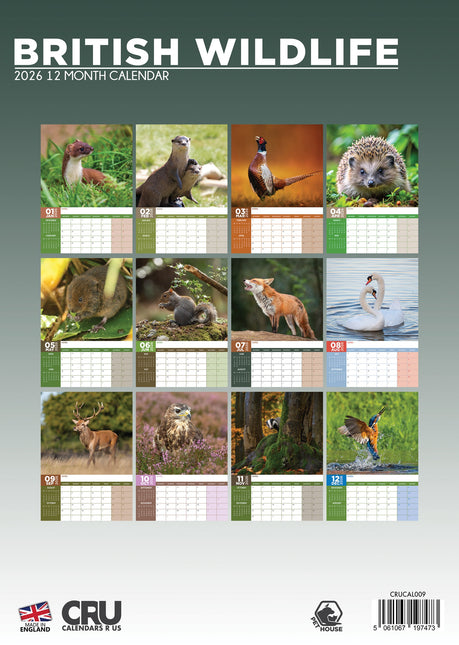 kalenderwinkel British Wildlife A3 Kalender 2026