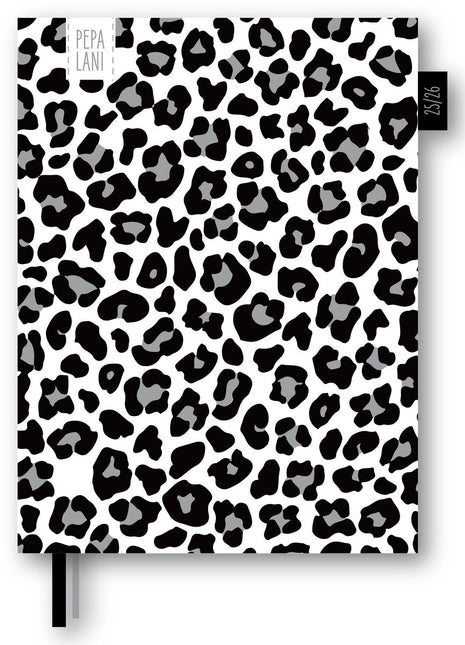 kalenderwinkel Pepa Lani Agenda A5 2025-2026 Black & White Leopard