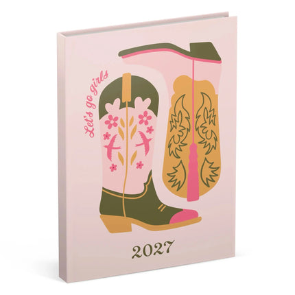 Lannoo Cowboy Boots Desk Agenda 2027 Pink