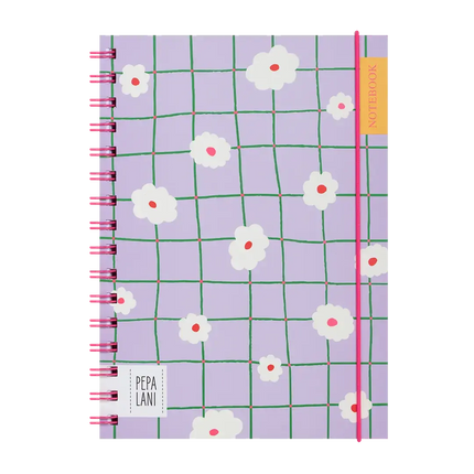 Pepa Lani Pepa Lani Notitieboek A5 Flower Purple Checkers Daffodil