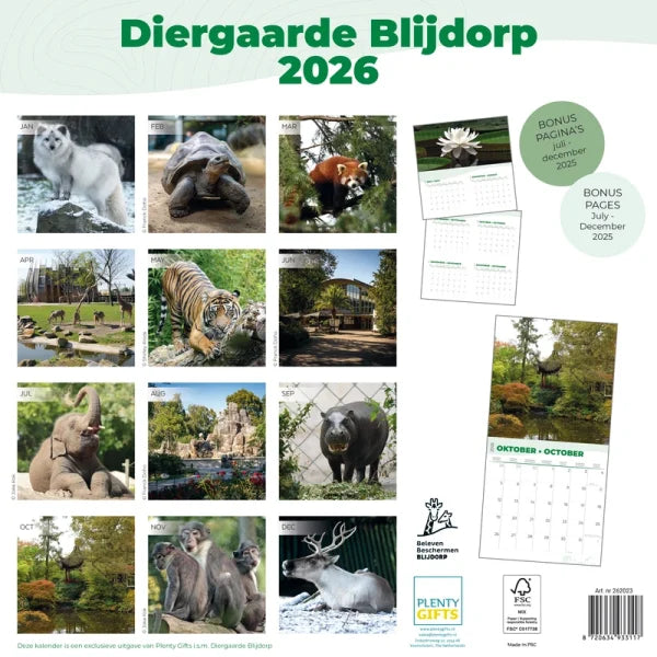 Plenty Gifts Diergaarde Blijdorp Kalender 2026