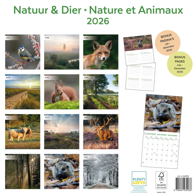Plenty Gifts Natuur en Dier Kalender 2026