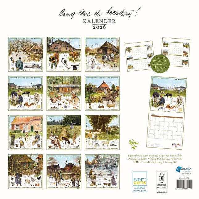 Plenty Gifts Rien Poortvliet Kalender 2026 Boerderij