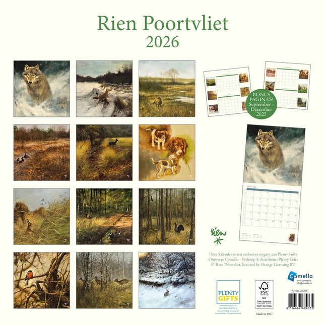 Plenty Gifts Rien Poortvliet Kalender 2026 Natuur