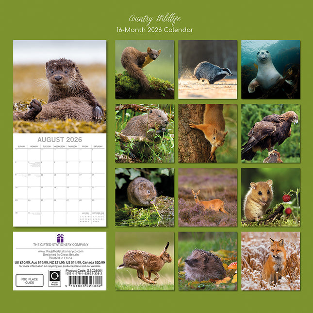 The Gifted Stationary Country Wildlife 16 Maanden Kalender 2026
