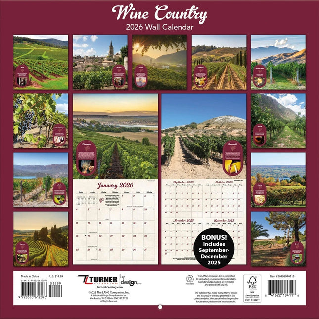 TL Turner Wine Country Kalender 2026