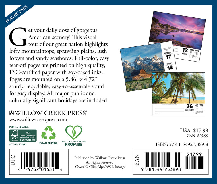 Willow Creek Amerika op  haar Mooist Scheurkalender 2026 Boxed