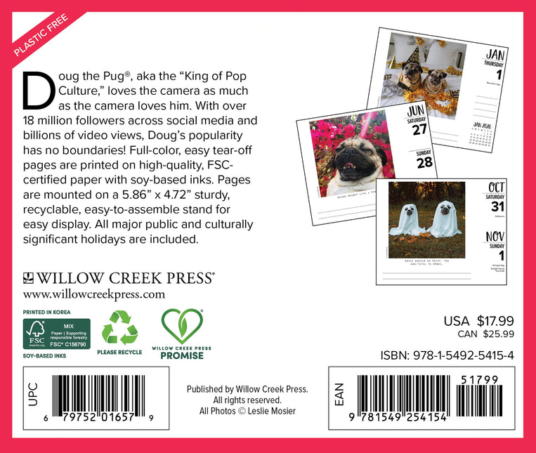 Willow Creek Doug the Pug Scheurkalender 2026 Boxed