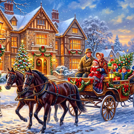 Alipson Christmas Horse-Drawn Carriage Ride Puzzel 1000 stukjes