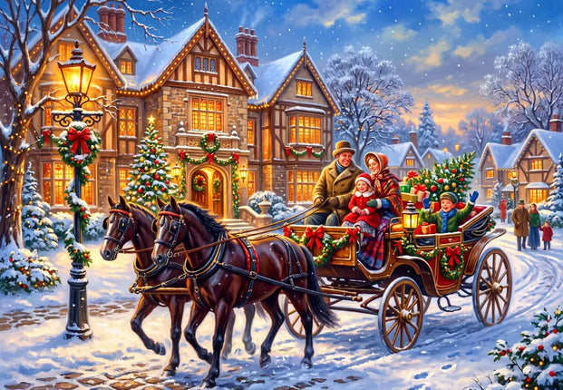 Alipson Christmas Horse-Drawn Carriage Ride Puzzel 1000 stukjes