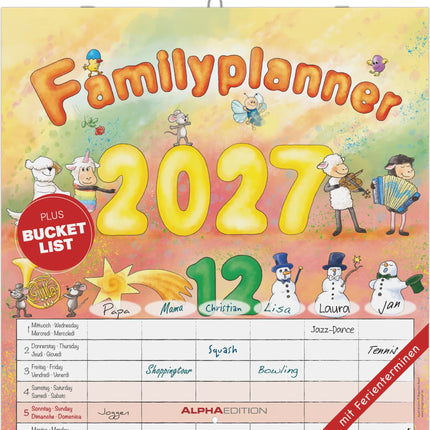 AlphaEdition Familyplanner Cartoon Kalender 2027