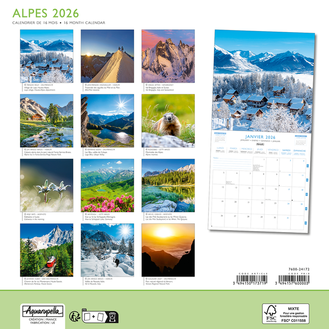 Aquarupella Alpen Kalender 2026