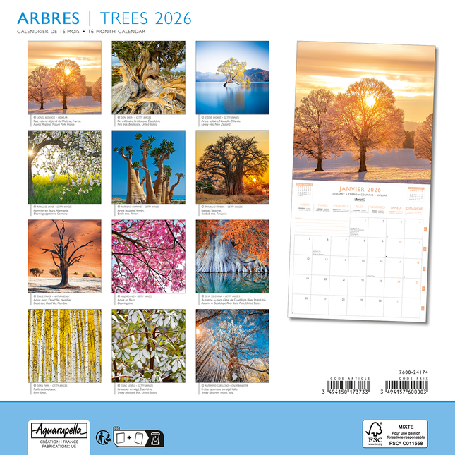 Aquarupella Bomen Kalender 2026
