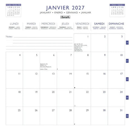 Aquarupella Celebrations Kalender 2027