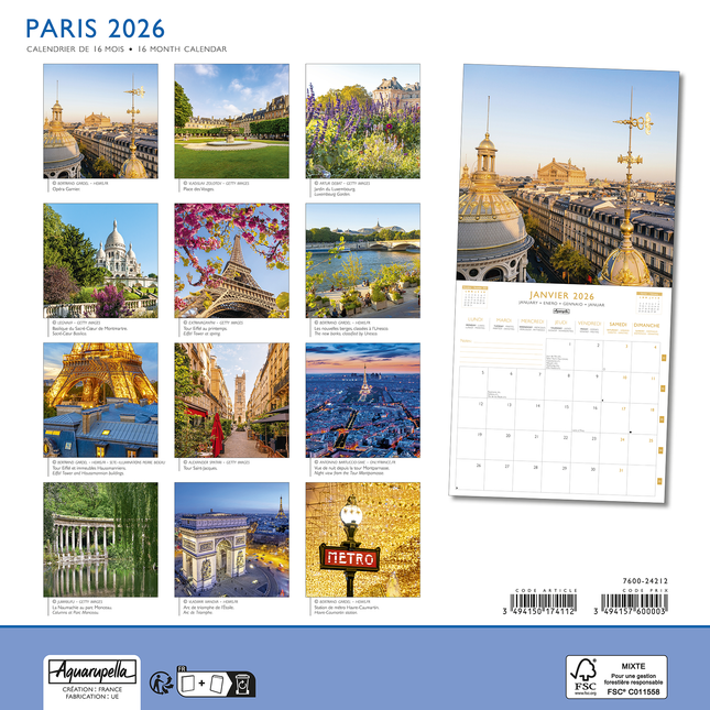 Aquarupella Parijs Kalender 2026