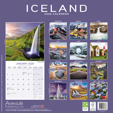 Avonside IJsland Kalender 2026