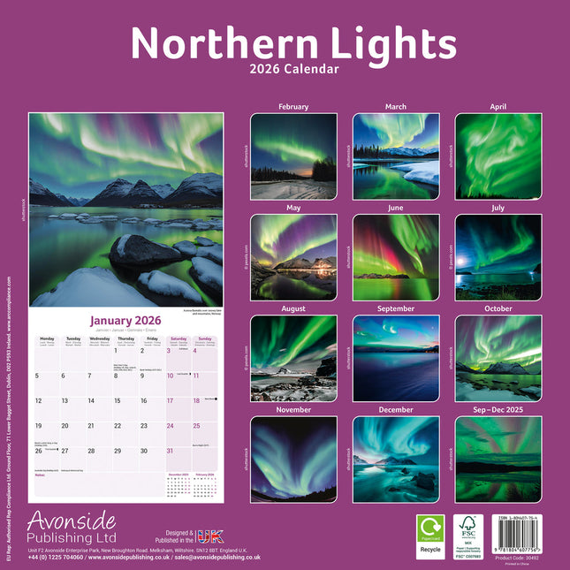 Avonside Noorderlicht Kalender 2026