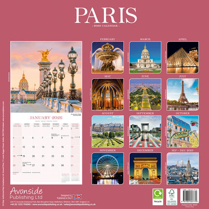 Avonside Parijs Kalender 2026