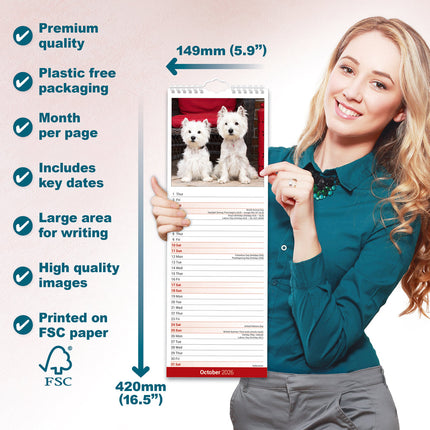 Avonside West Highland White Terrier Kalender 2026 Slimline