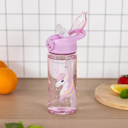 Baagl Baagl Regenboog Unicorn Drinkfles 500ml met Rietje