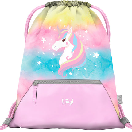 Baagl Baagl Regenboog Unicorn Gymtas met Rits