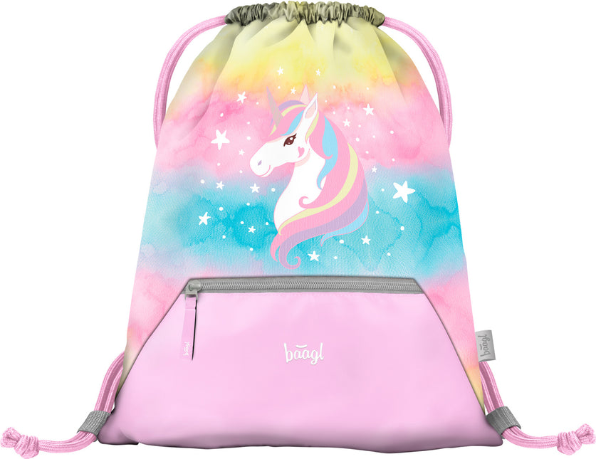 Baagl Baagl Regenboog Unicorn Gymtas met Rits