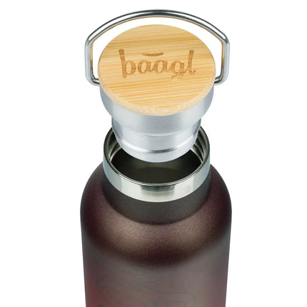 Baagl Baagl Thermosfles Bamboedeksel Rood-Zwart 500 ml